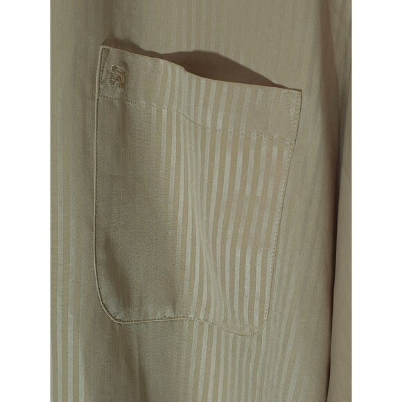 Stacy Adams Mens Long Sleeve Striped Dress Shirt Size 16 34/35 Beige Polyester - Picture 16 of 16